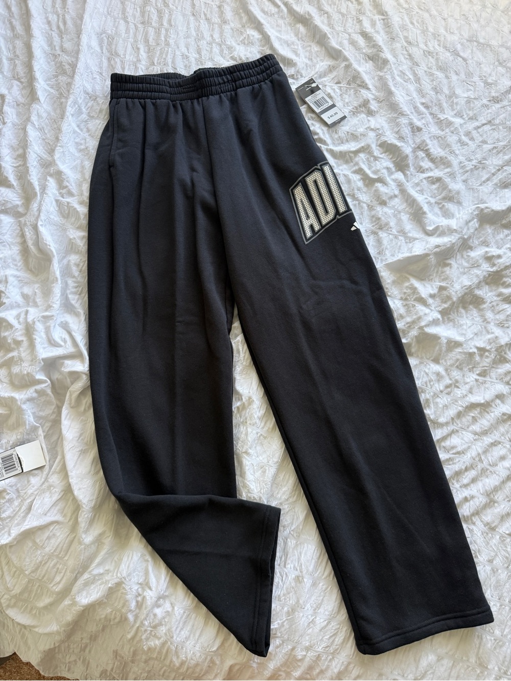 Boys adidas Black Logo Joggers with Side Patch